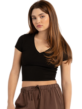 Ribbed V-Neck Women's Crop Tee