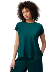 Satin Cap-Sleeve Blouse