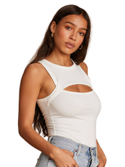 Playful Ribbed Sleeveless Cutout Bodysuit