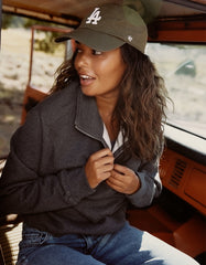 Swarona Women Quarter Zip Cotton Sweatshirt.
