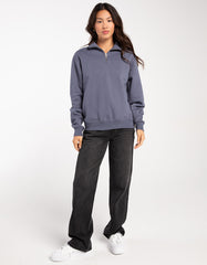 Swarona Women Quarter Zip Cotton Sweatshirt.