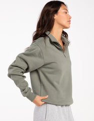 Swarona Women Quarter Zip Cotton Sweatshirt.
