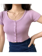 Knit Button-Front Blouse