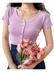 Knit Button-Front Blouse