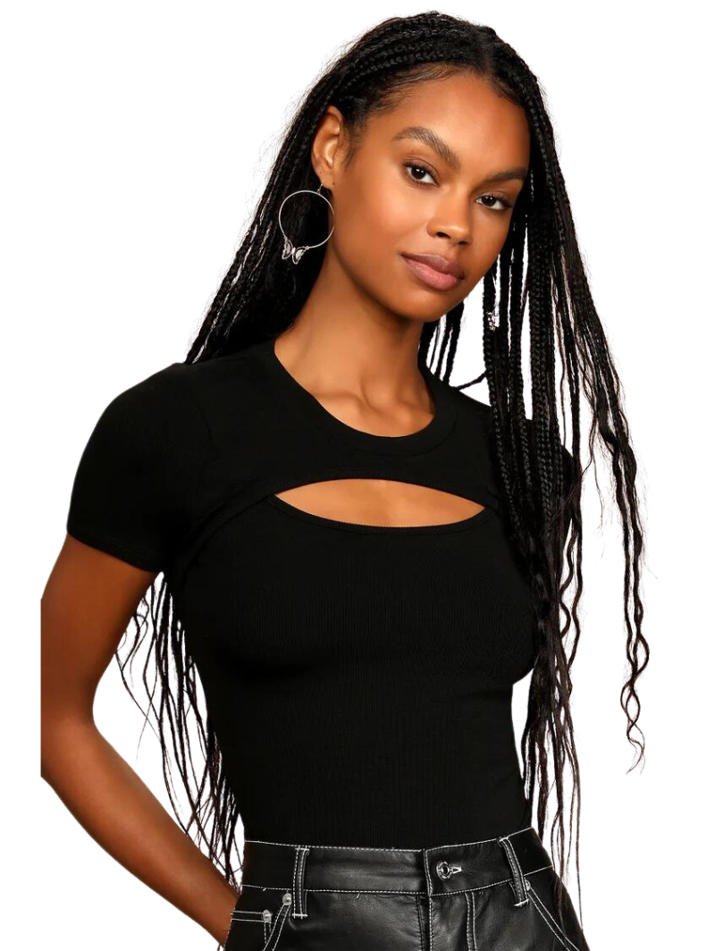 Sassy Ribbed Cutout Top