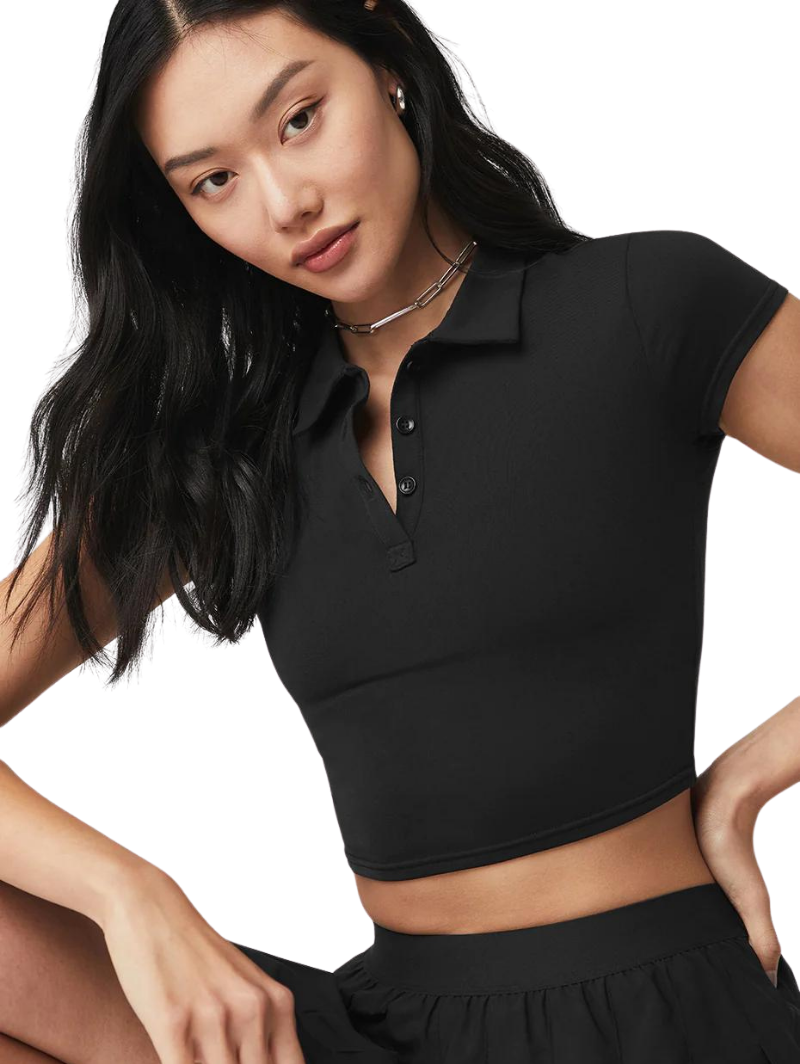 Ribbed Polo Crop Top