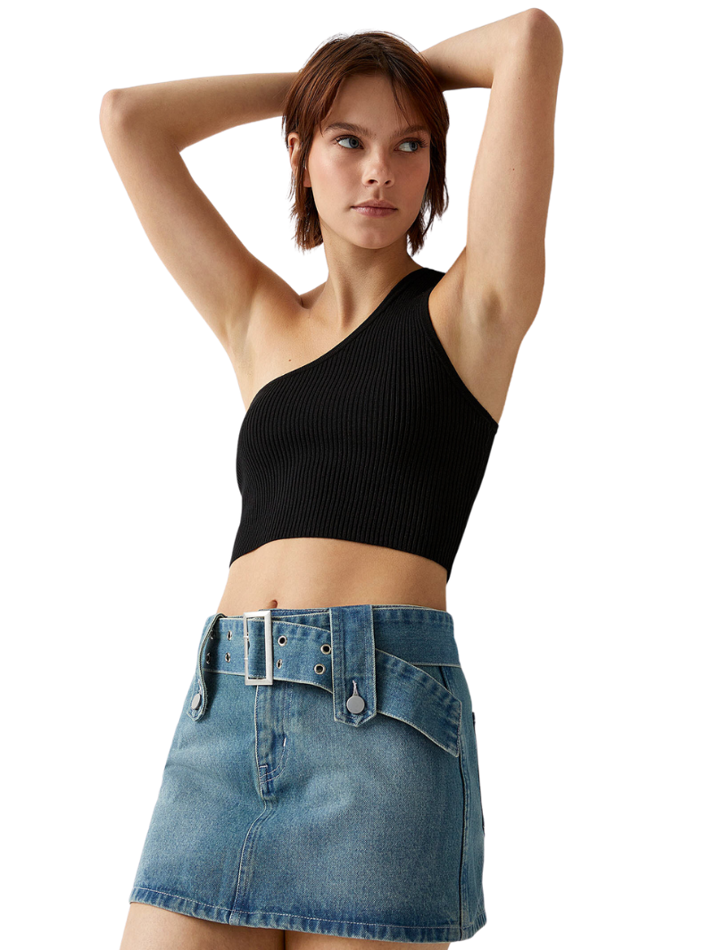 One-Shoulder Ribbed Cami Top