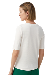 Buttoned Ribbed V-Neck Top