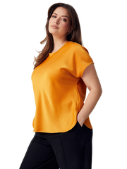 Satin Cap-Sleeve Blouse