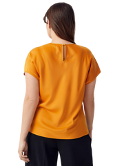 Satin Cap-Sleeve Blouse