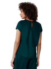 Satin Cap-Sleeve Blouse