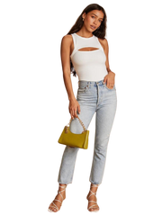 Playful Ribbed Sleeveless Cutout Bodysuit