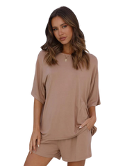 Comfy Drop Shoulder Shorts Set