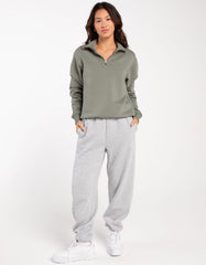 Swarona Women Quarter Zip Cotton Sweatshirt.