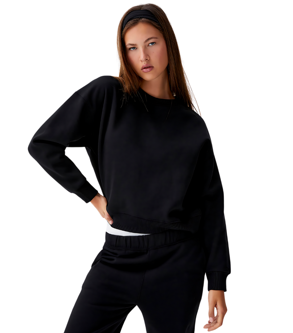 Black Oversized fleece sweatshirt