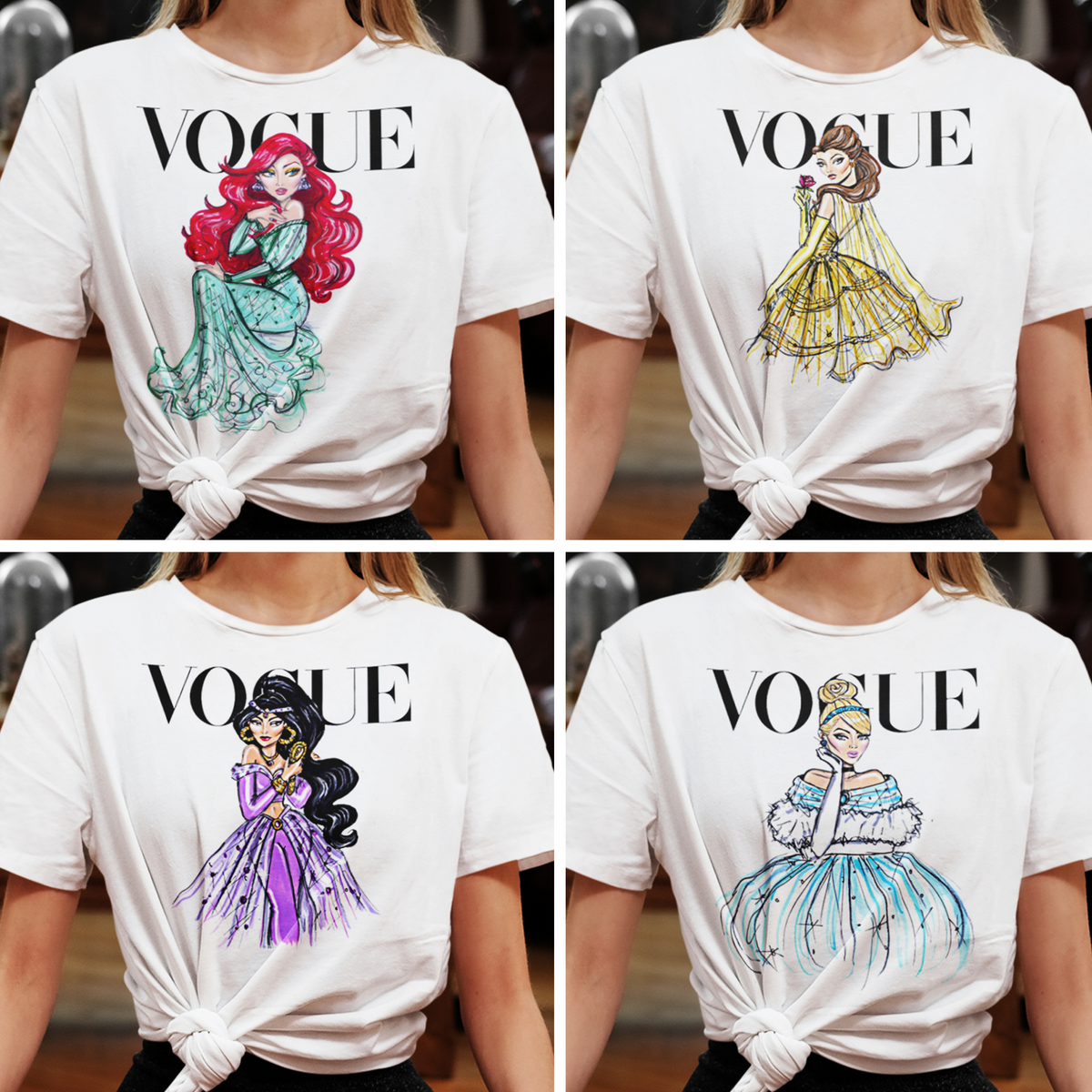 VOGUE PACK OF 4 - (Ariel, Belle, Jasmine & Cinderella Princess)